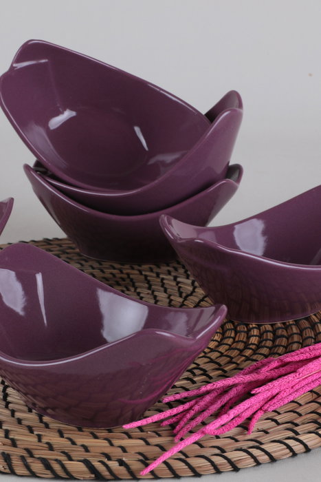 Hermia Juego de 6 Cuencos de Cerámica Morado 205 cc